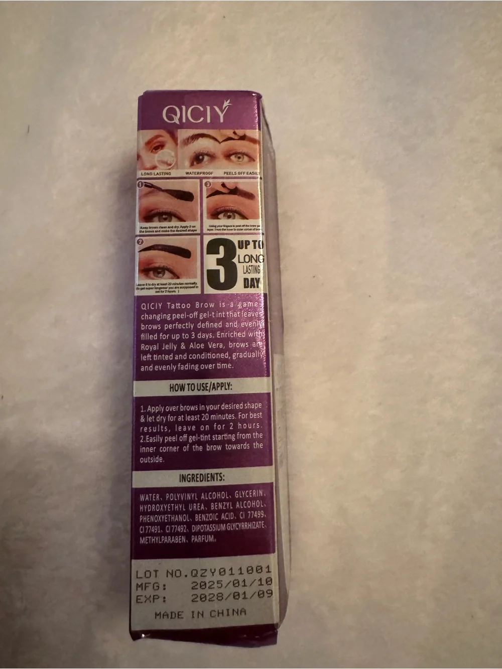 Tattoo Eyebrow Gel - Purple Peel-Off Long-Lasting Tint